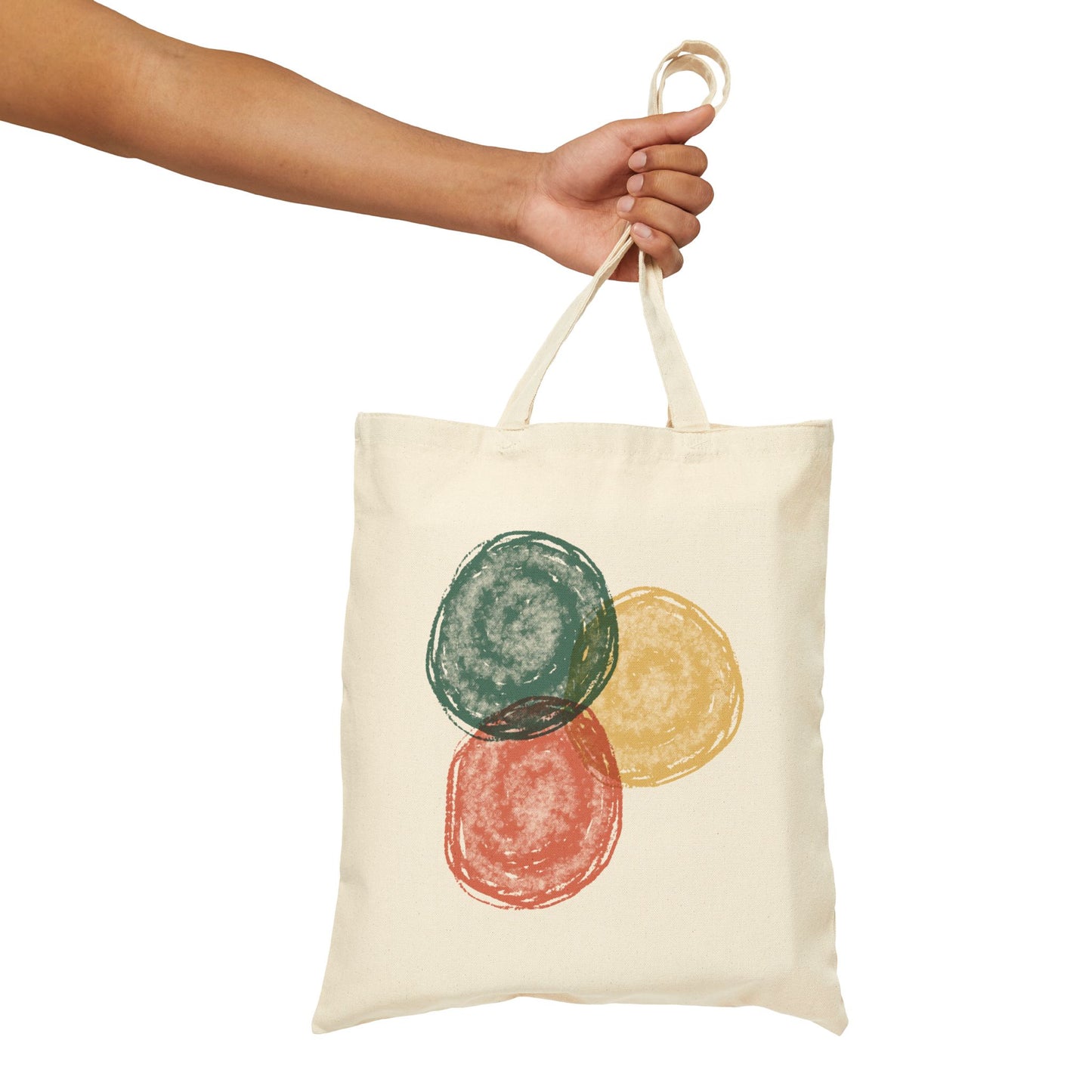 Abstract Watercolor Circles Tote Bag – Minimal Boho Cotton Canvas Reusable Shopper