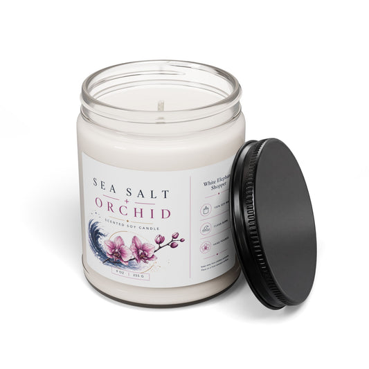 Sea Salt Orchid Candle Jar – Floral Coastal Soy Wax Candle