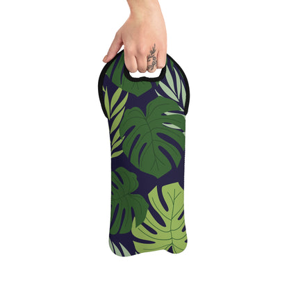 Monstera Leaf Wine Tote – Insulated Neoprene 2 Bottle Carrier