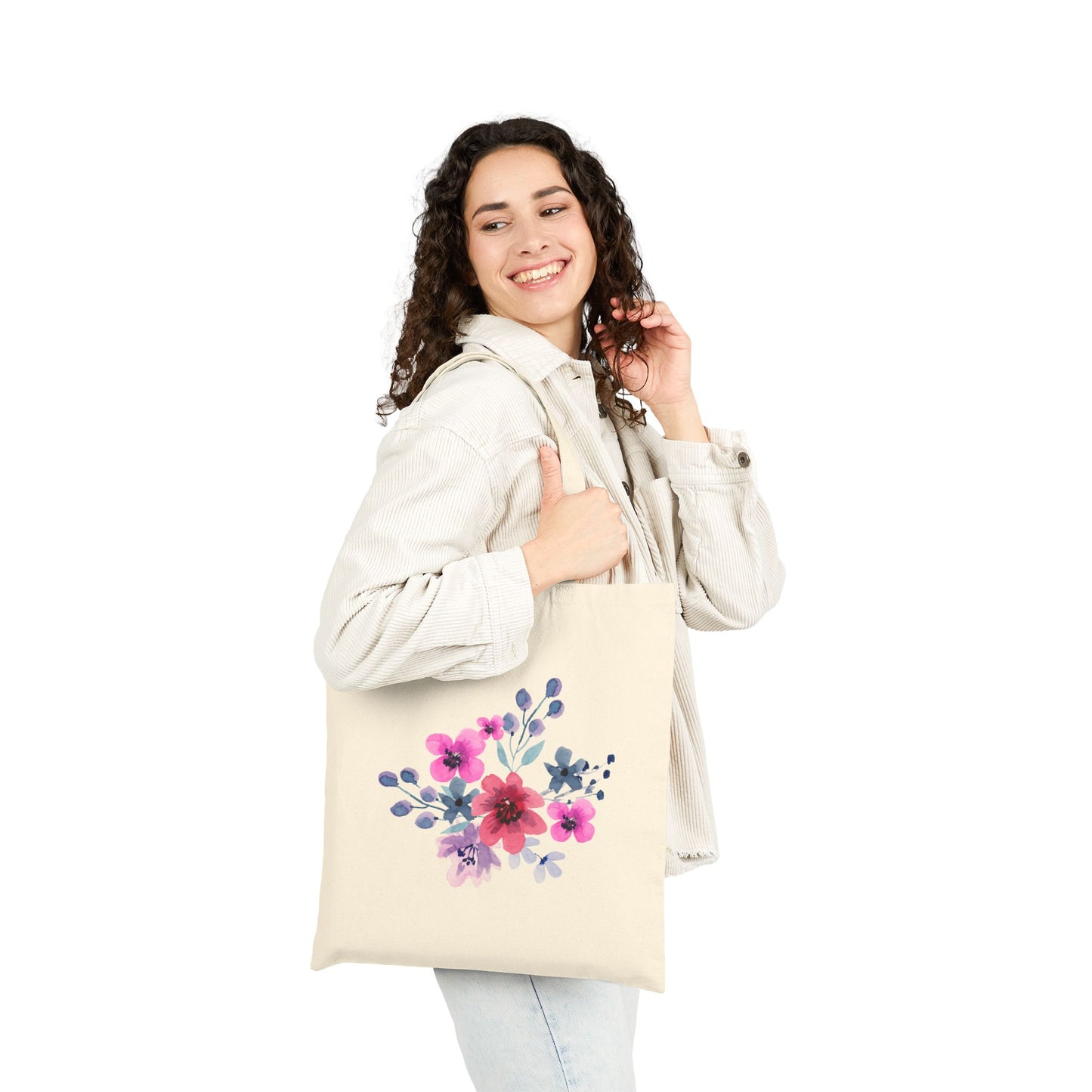 Pink Watercolor Floral Tote Bag – Floral Canvas Tote