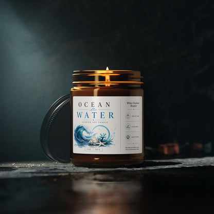Ocean Water Amber Candle Jar – Beachy Marine Soy Wax Candle