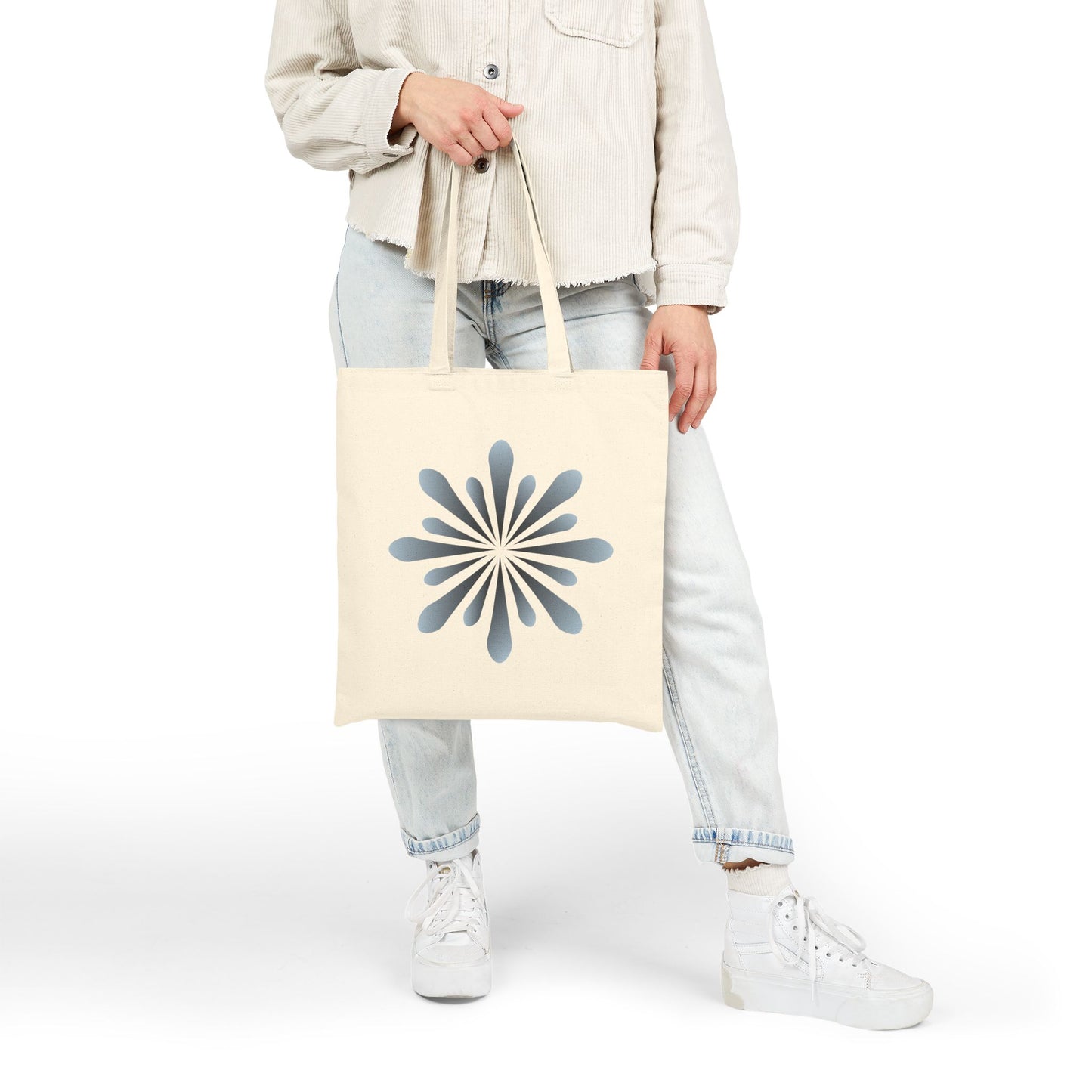 Blue Floral Tote Bag – Minimal Botanical Canvas Tote