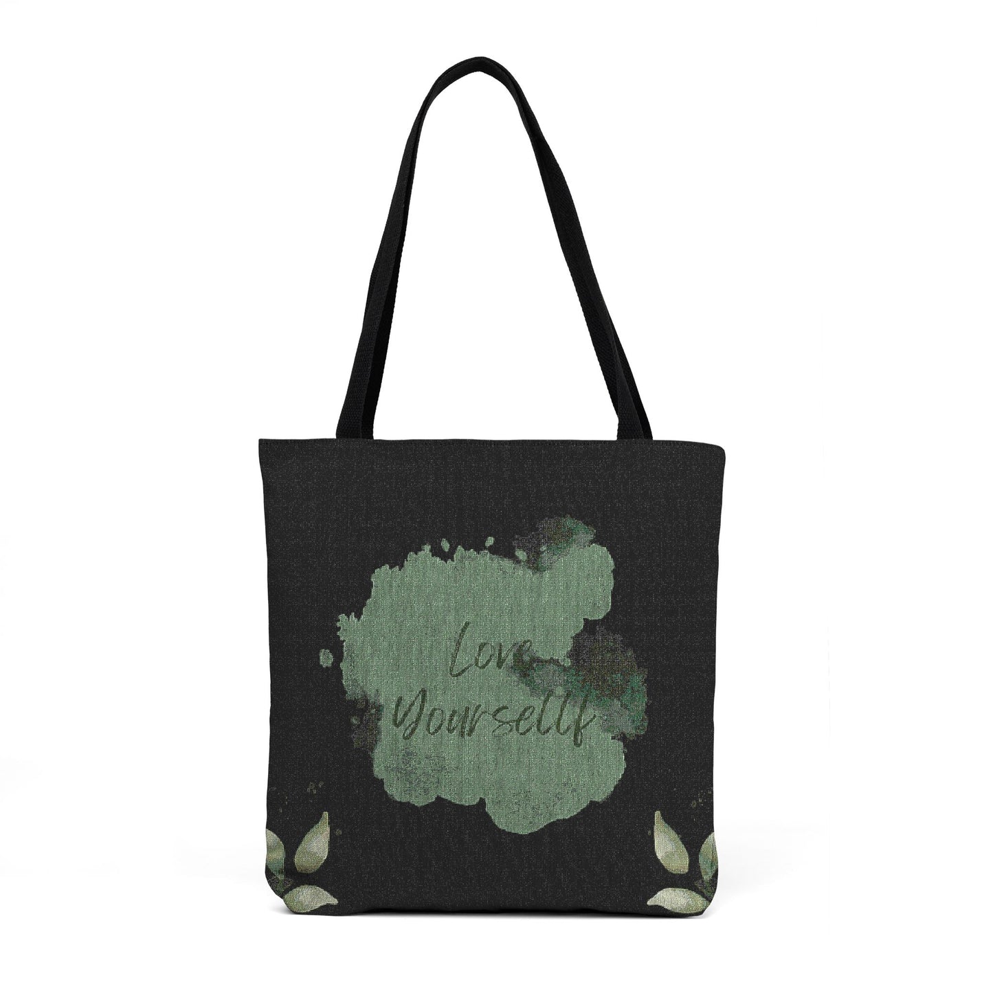 Vintage Green Floral Woven Tote Bag – Botanical Shoulder Shopper