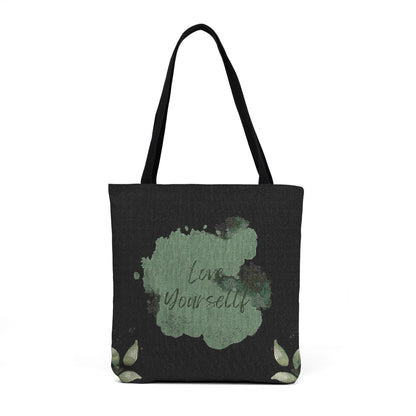 Vintage Green Floral Woven Tote Bag – Botanical Shoulder Shopper