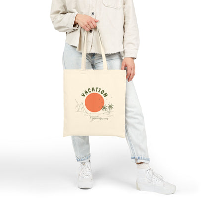 Vacation Sun Tote Bag – Palm Tree Cotton Canvas Beach Shopper