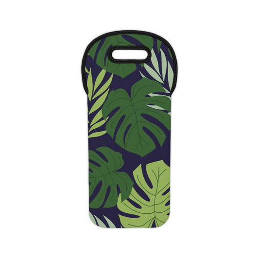 Monstera Leaf Wine Tote – Insulated Neoprene 2 Bottle Carrier