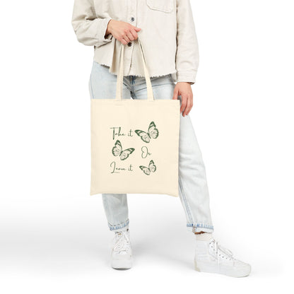Butterfly Quote Tote Bag – Minimal Cotton Canvas Reusable Shopper