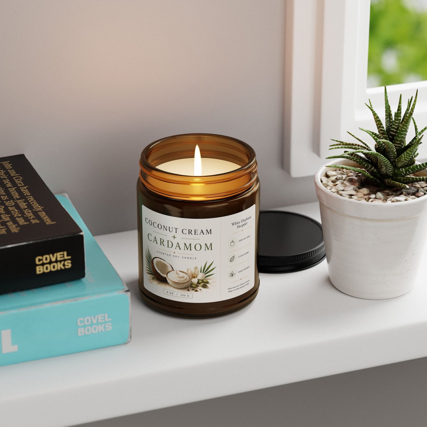 Coconut Cream Cardamom Amber Candle Jar – Soy Wax Scented Candle
