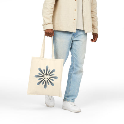 Blue Floral Tote Bag – Minimal Botanical Canvas Tote